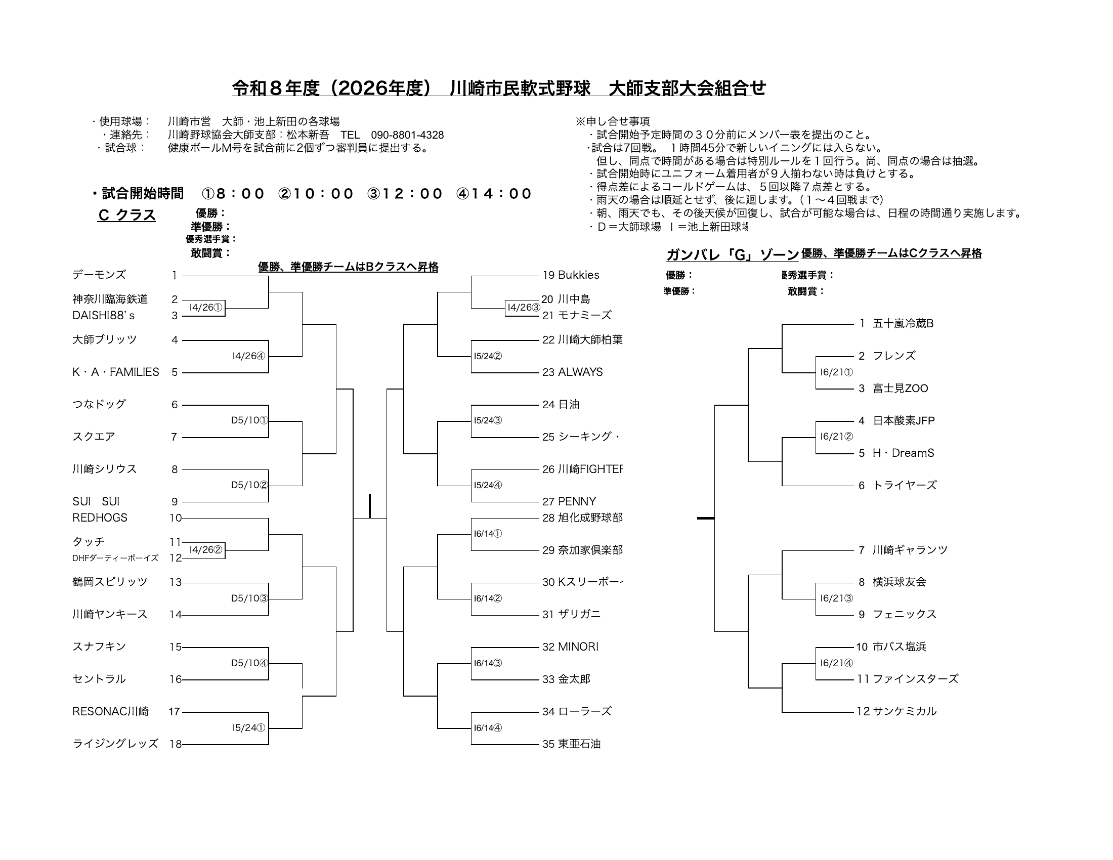 大師支部大会 C・Gゾーン組合せ表